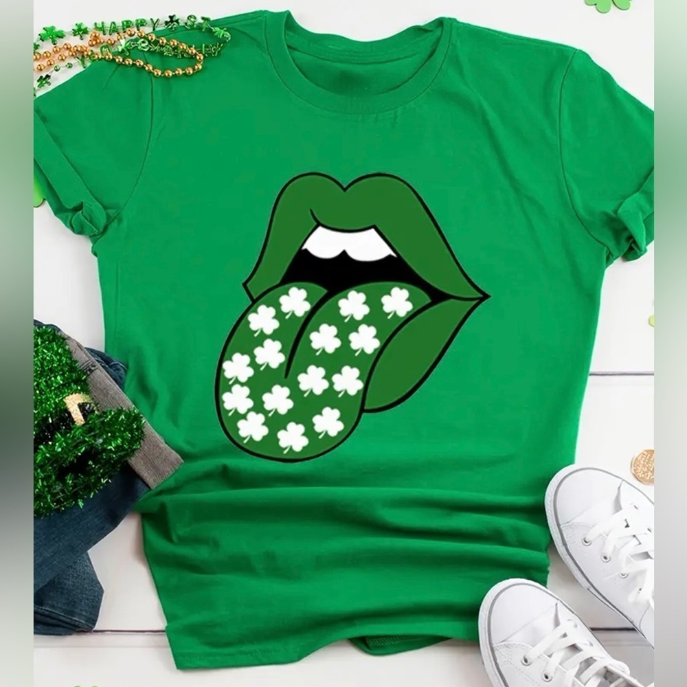 St Patrick’s Day Shamrock Tongue Graphic T Shirt